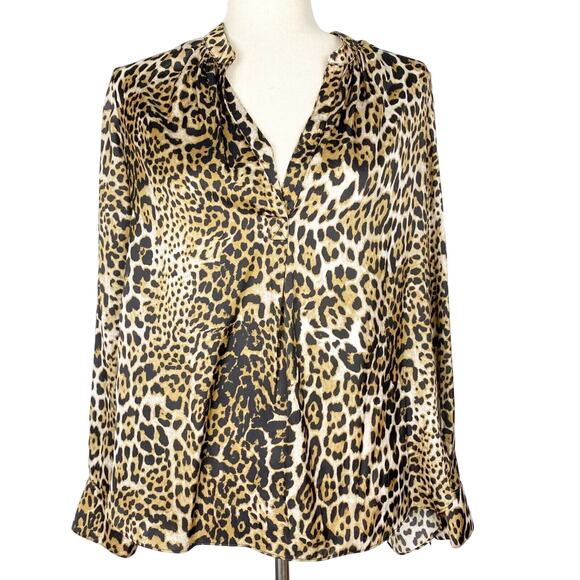Zadig & Voltaire Tink Satin leopard Blouse top women's M medium NEW brown black - Picture 1 of 7